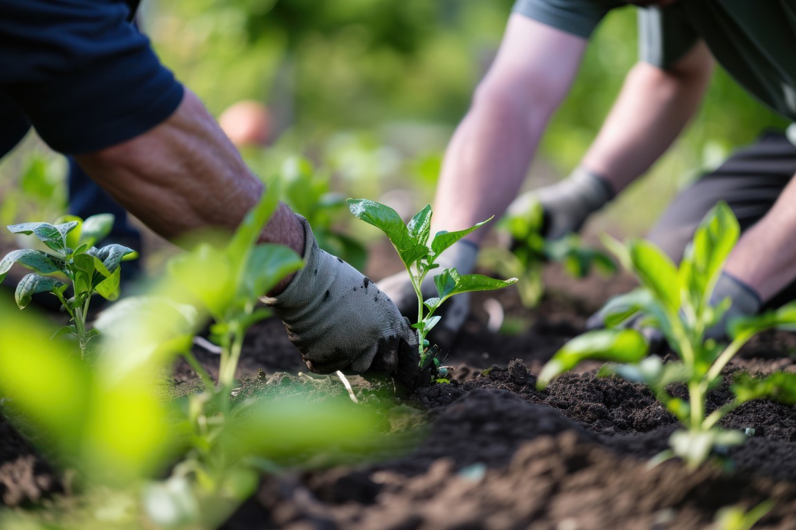 hands-men-working-community-garden-planting-trees